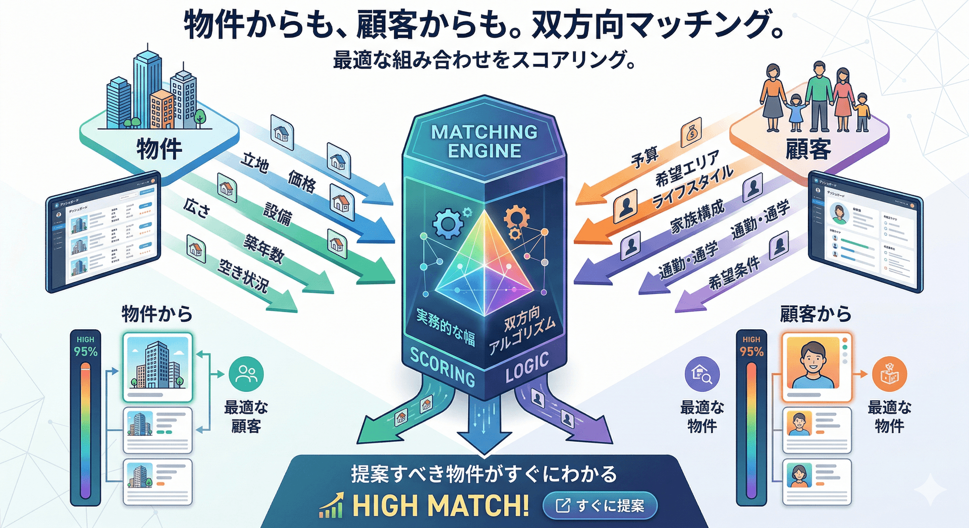 物件からも、顧客からも。双方向マッチング。